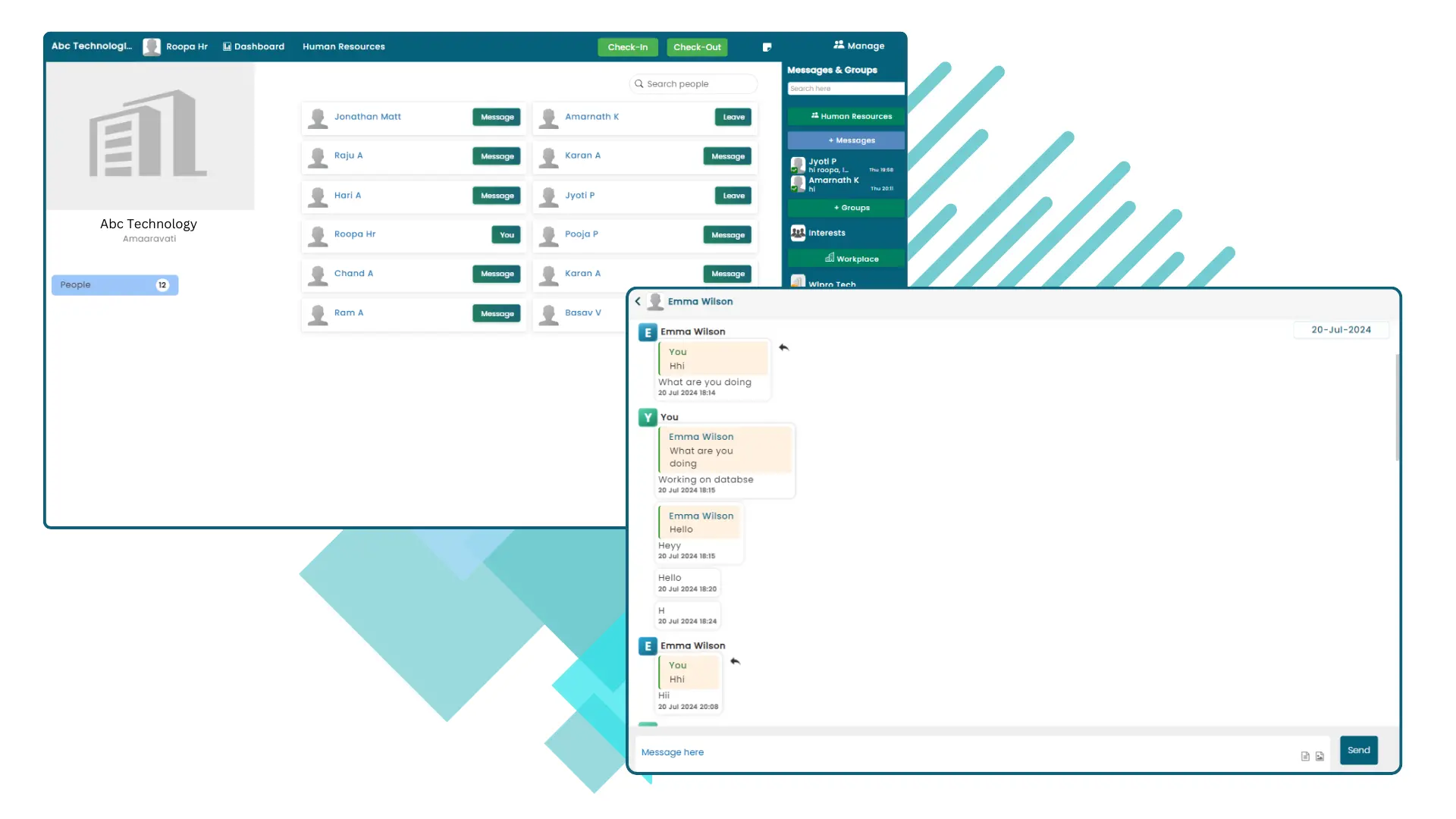 Team Messaging Platform: A messaging interface for group conversations and project discussions.