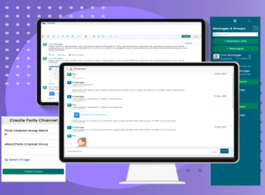 Enhanced workplace communication with chat, file sharing, and team messaging in Portstay.